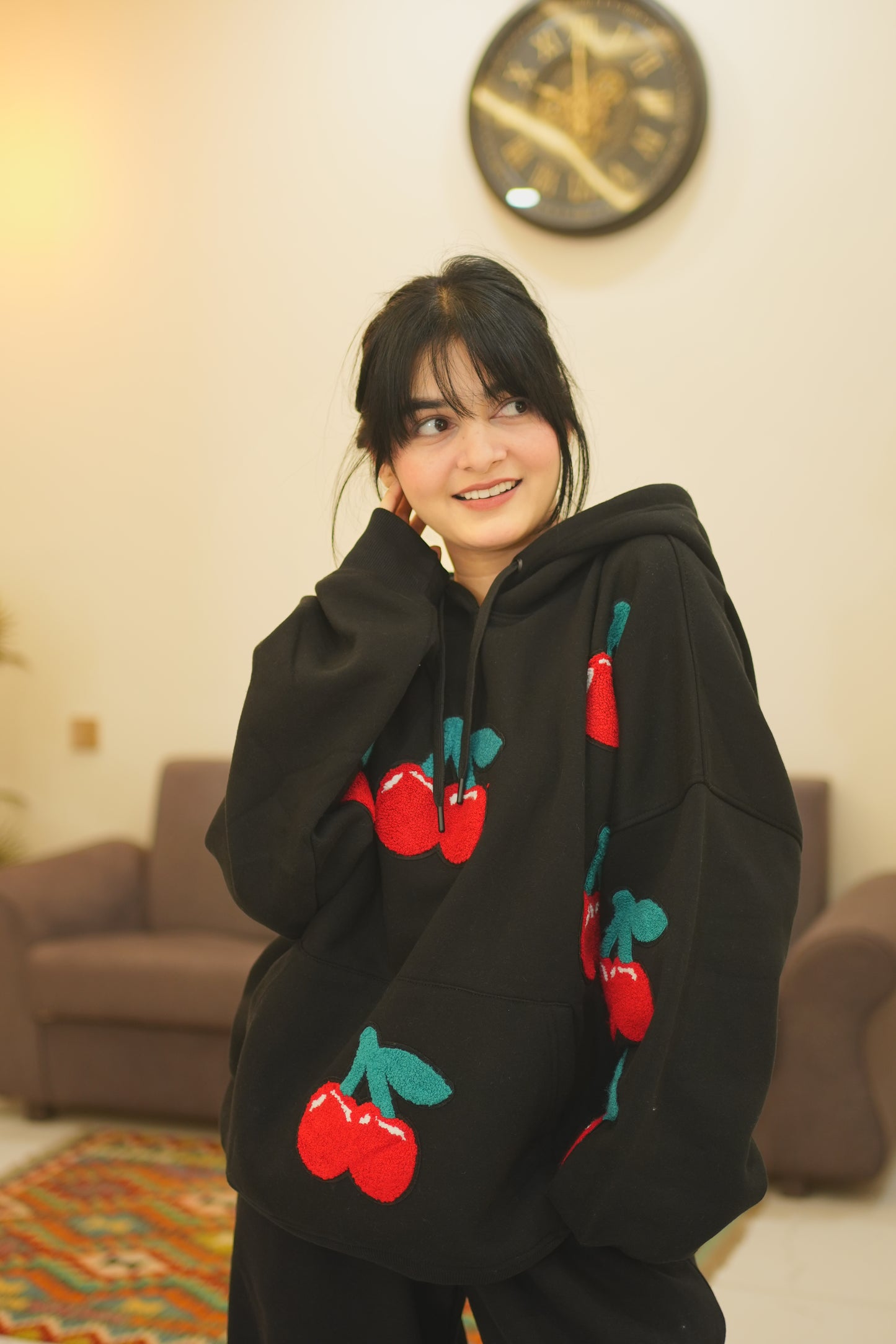 OVERSIZED BLACK CHERRY HOODIE
