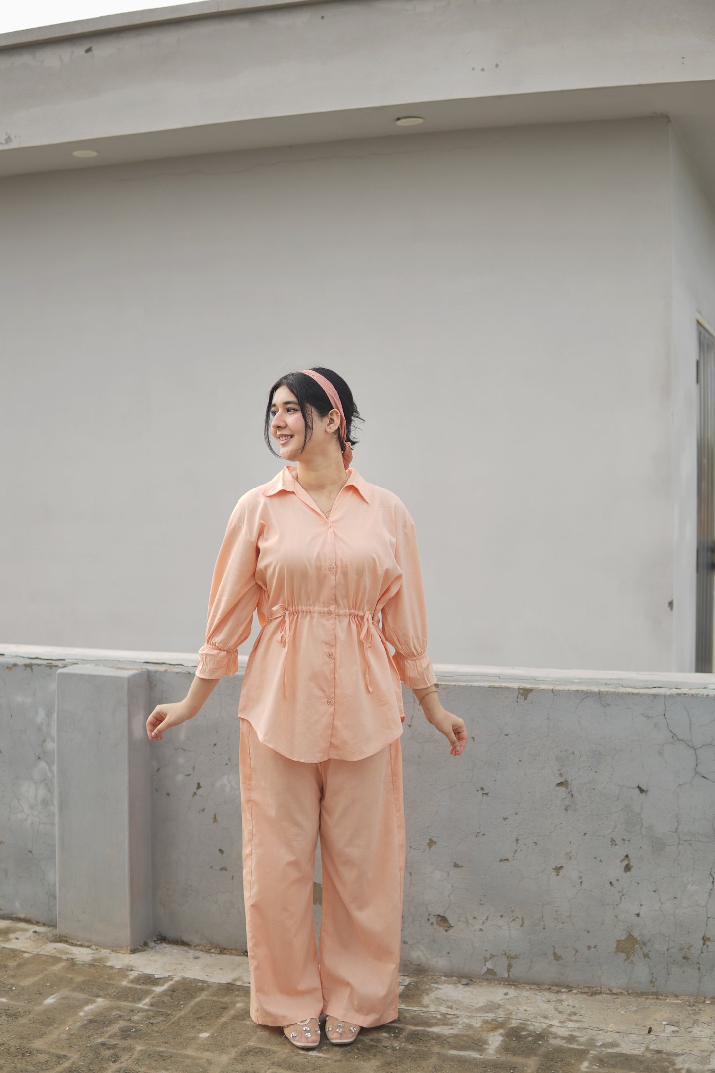 2Pc Lawn Coord Set -OO3 Peach