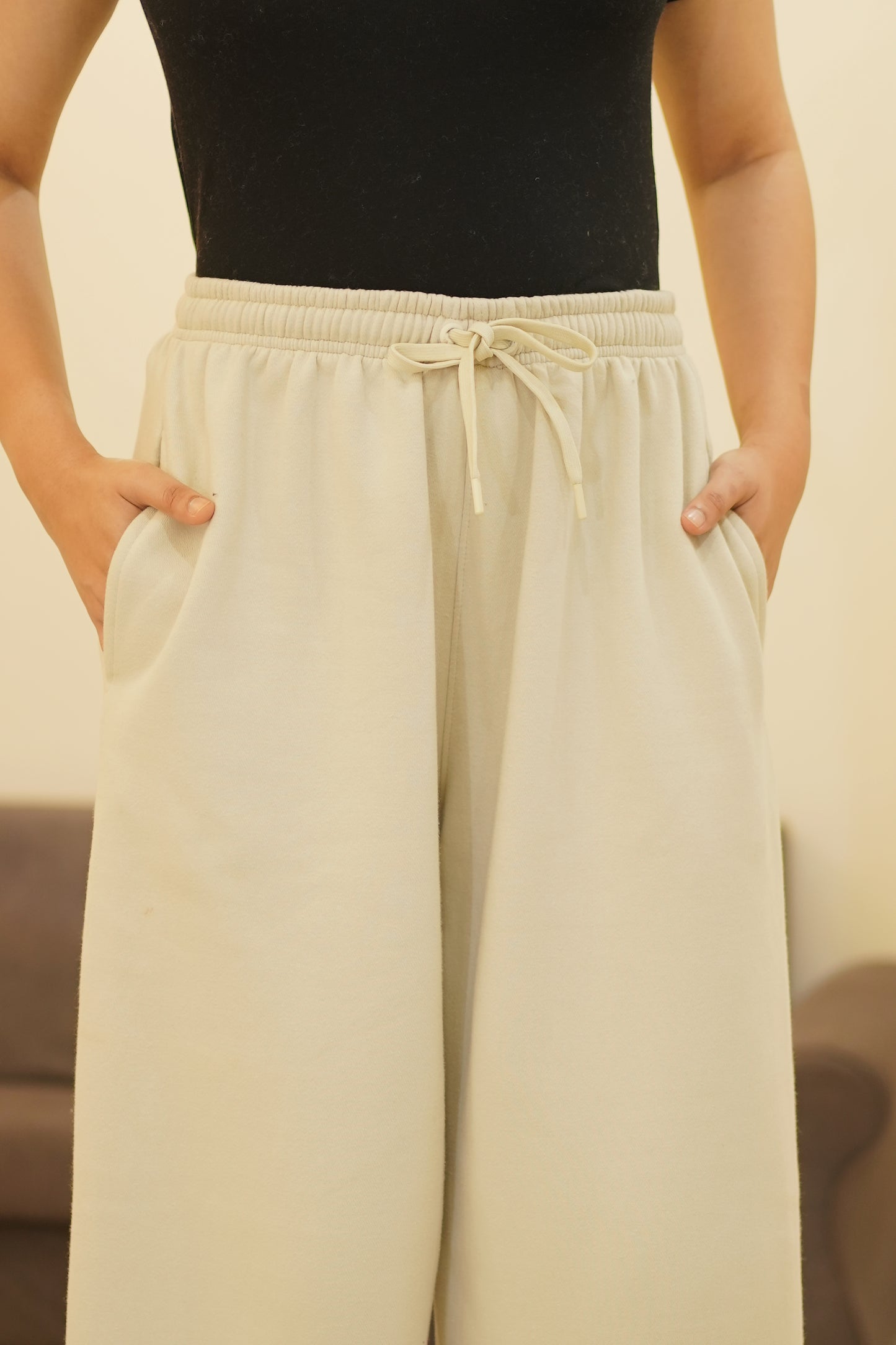 WIDE LEG TROUSERS - Beige