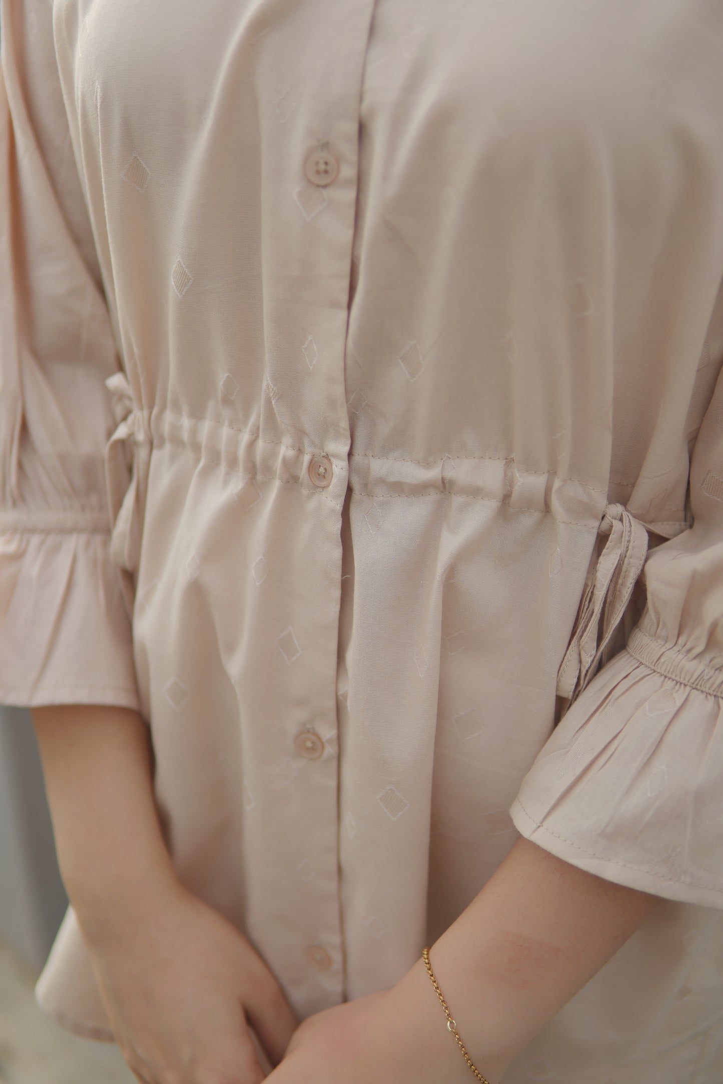 2Pc Lawn Coord Set - OO5 Beige