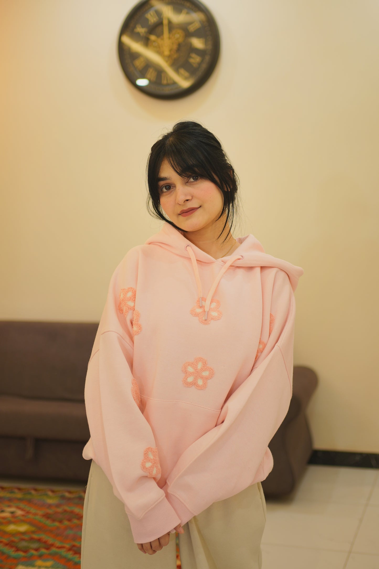 OVERSIZED PINK FLOWER HOODIE