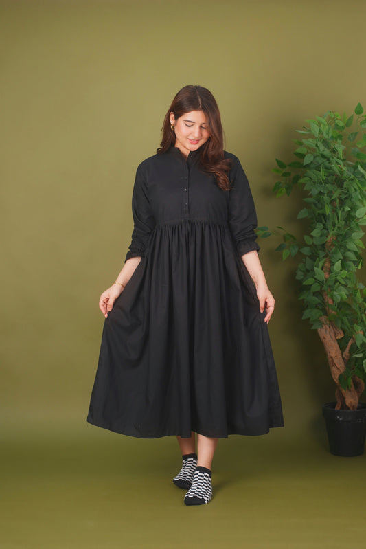 Cotton Maxi dress-Black